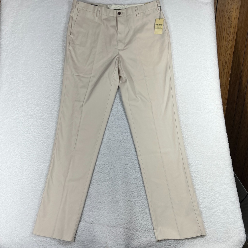 Orvis Sporting Mens 40 (39.5x37) 2GCX Wrinkle Free Cotton Trousers Pants Khaki